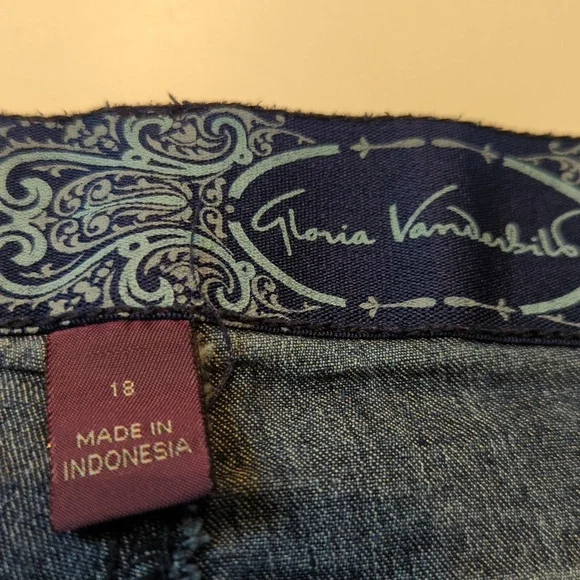 Gloria Vanderbilt women's jean shorts. Elastic waist. Rhinestones. Size 18. - Picture 3 of 7